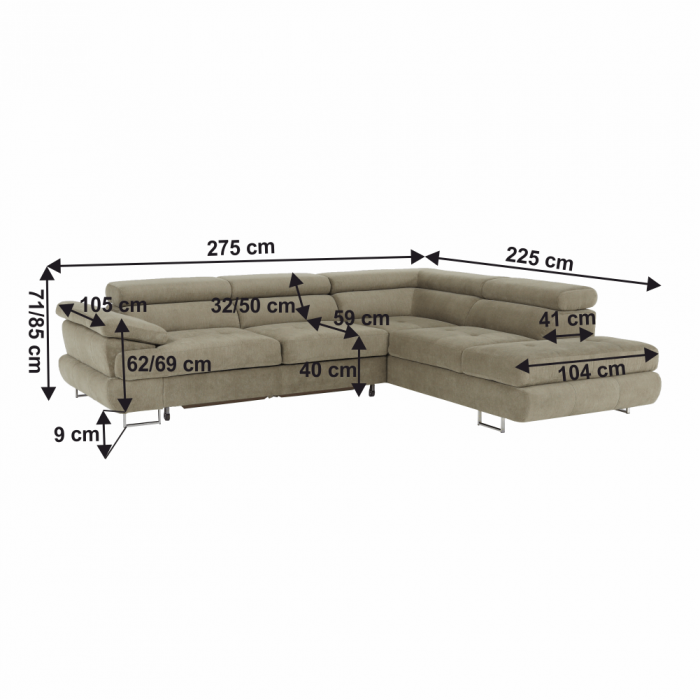 Set canapea cu spaţiu de depozitare, maro deschis melanj, material textil, dreapta, BUTON R [15]