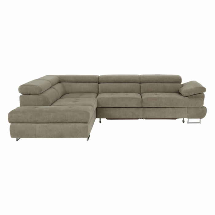 Set canapea cu spaţiu de depozitare, maro deschis melanj, material textil, stânga, BUTON R [4]