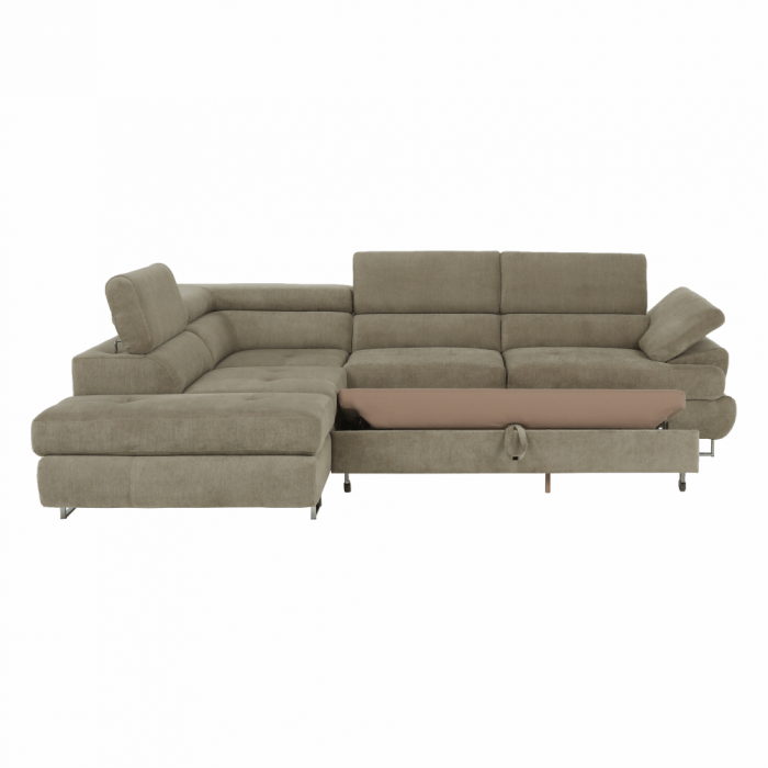 Set canapea cu spaţiu de depozitare, maro deschis melanj, material textil, stânga, BUTON R [13]