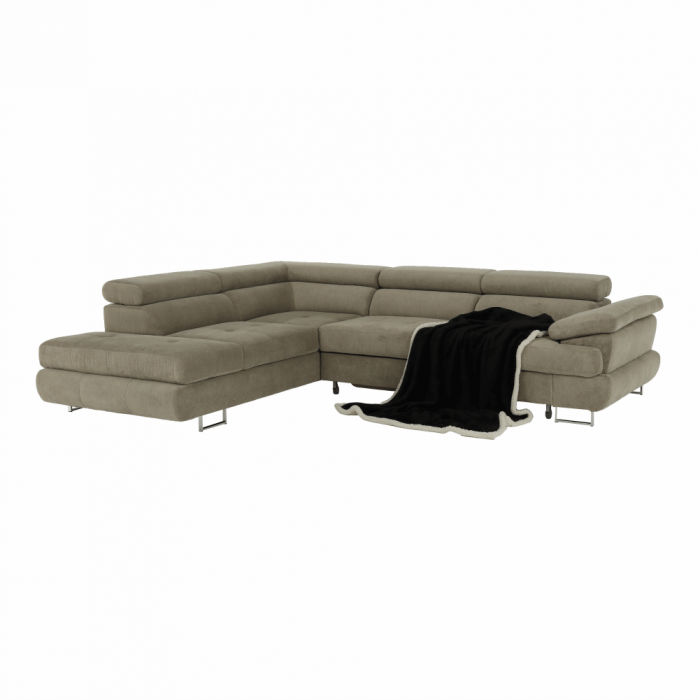 Set canapea cu spaţiu de depozitare, maro deschis melanj, material textil, stânga, BUTON R [22]