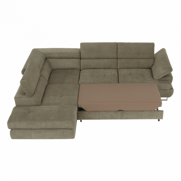 Set canapea cu spaţiu de depozitare, maro deschis melanj, material textil, stânga, BUTON R [11]