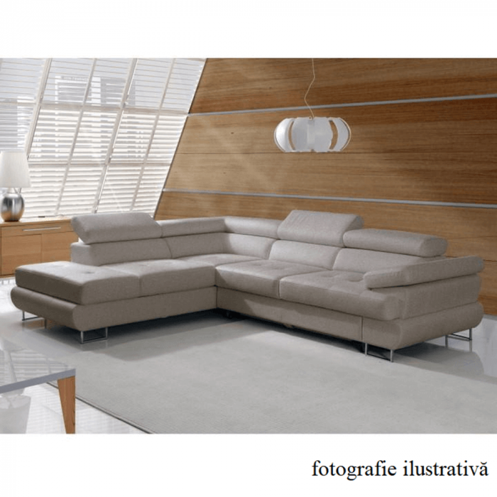 Set canapea cu spaţiu de depozitare, maro deschis melanj, material textil, stânga, BUTON R [2]