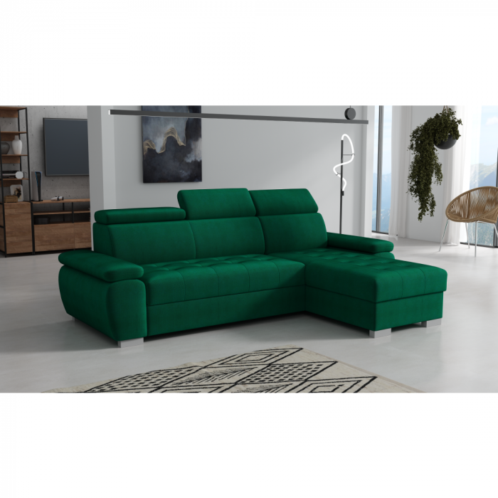 Set canapea de colţ, verde, pe dreapta, SEMI ROH [3]