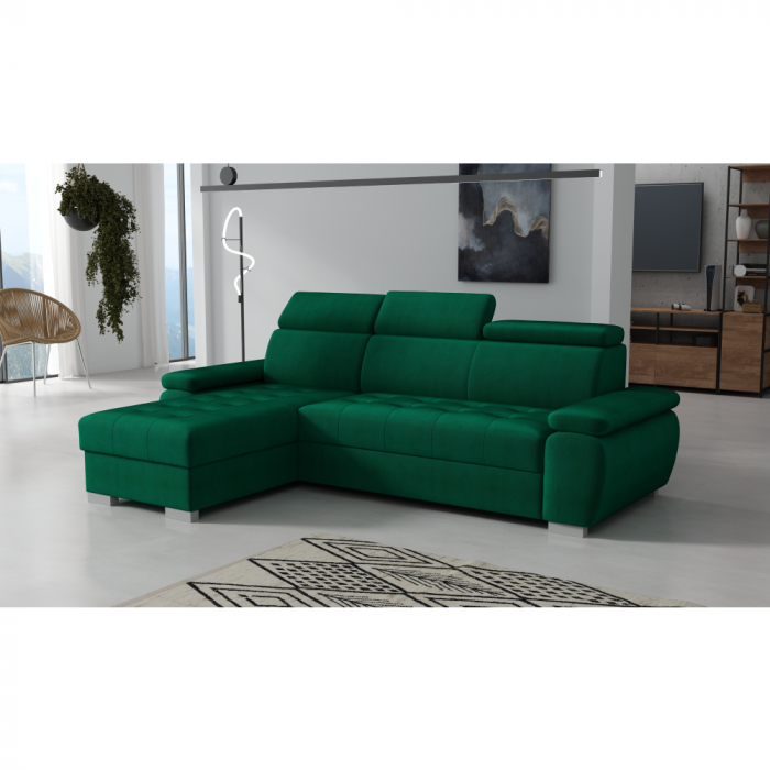 Set canapea de colţ, verde, pe stânga, SEMI ROH [3]