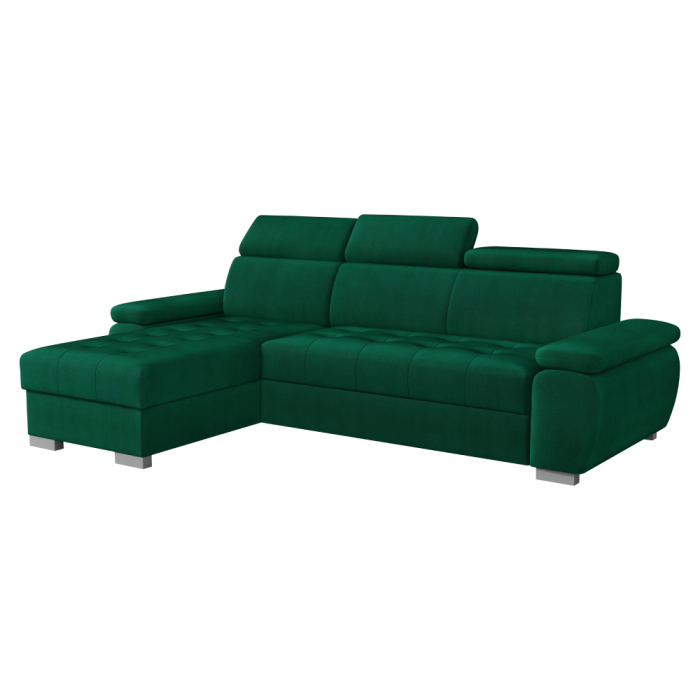 Set canapea de colţ, verde, pe stânga, SEMI ROH [1]