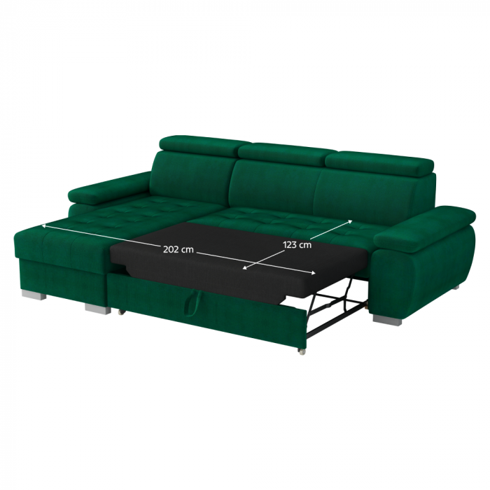 Set canapea de colţ, verde, pe stânga, SEMI ROH [5]