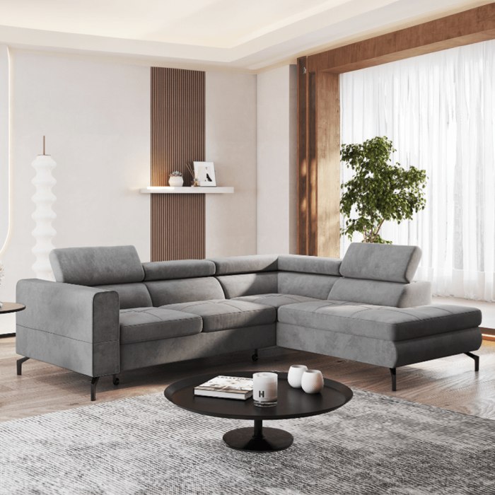 Set canapea extensibilă, gri, dreapta, BALTIK ROH [8]