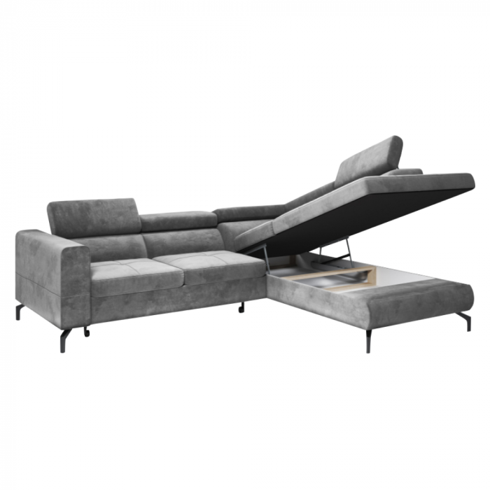 Set canapea extensibilă, gri, dreapta, BALTIK ROH [7]