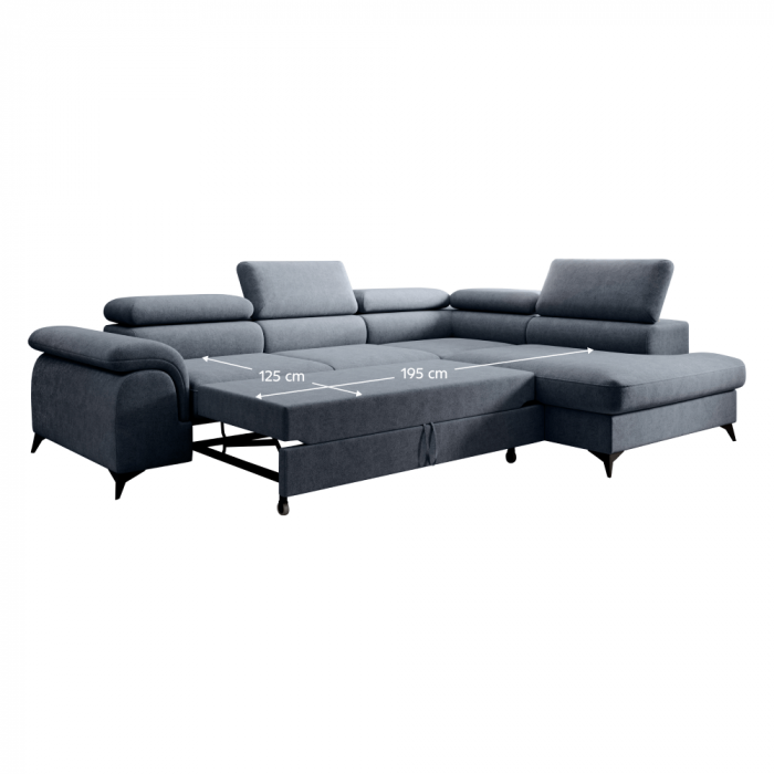 Set canapea extensibilă, gri, dreapta, PONY ROH [8]