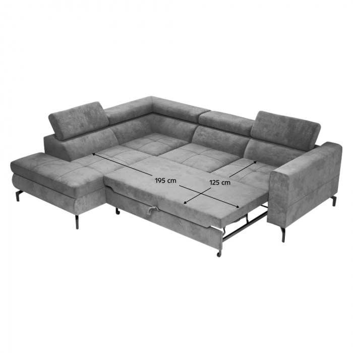 Set canapea extensibilă, gri, stânga, BALTIK ROH [5]