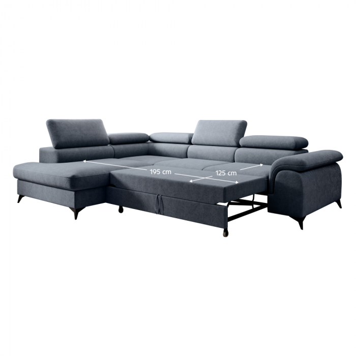 Set canapea extensibilă, gri, stânga, PONY ROH [8]