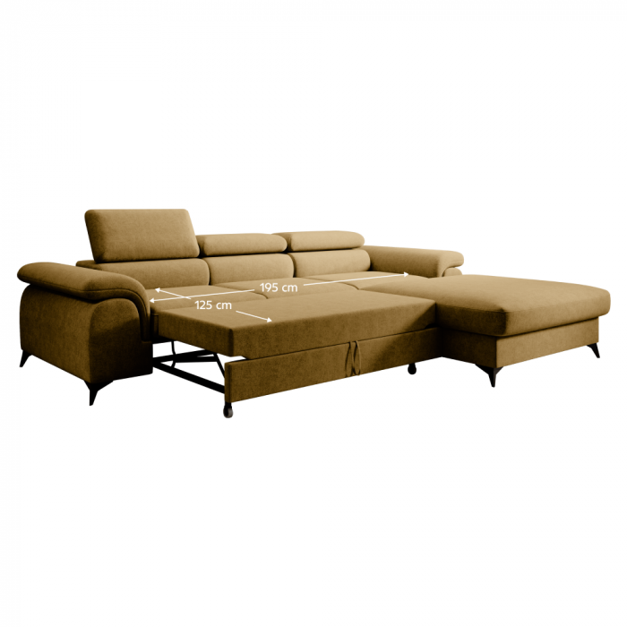 Set canapea extensibilă HORTY ROH, dreapta, în culoarea muştarului [9]