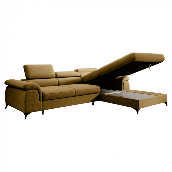 Set canapea extensibilă HORTY ROH, dreapta, în culoarea muştarului [4]