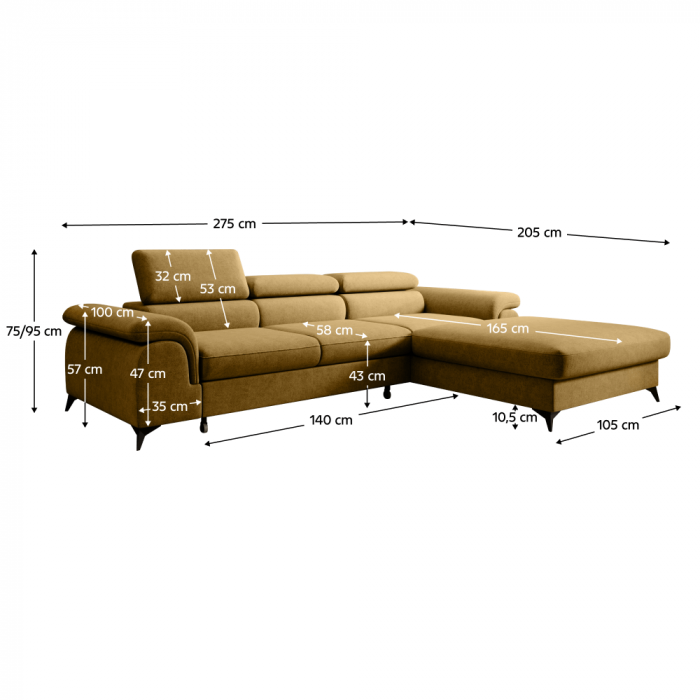 Set canapea extensibilă HORTY ROH, dreapta, în culoarea muştarului [8]