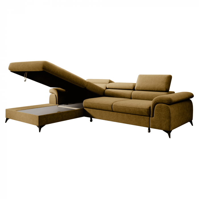 Set canapea extensibilă HORTY ROH, stânga, în culoarea muştarului [4]