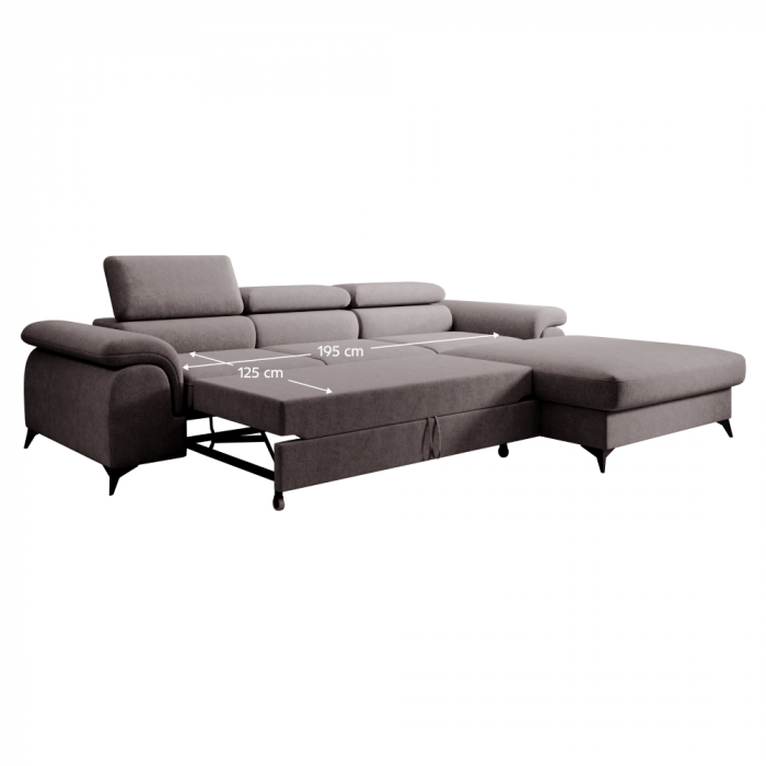 Set canapea extensibilă, maro, dreapta, HORTY ROH [8]