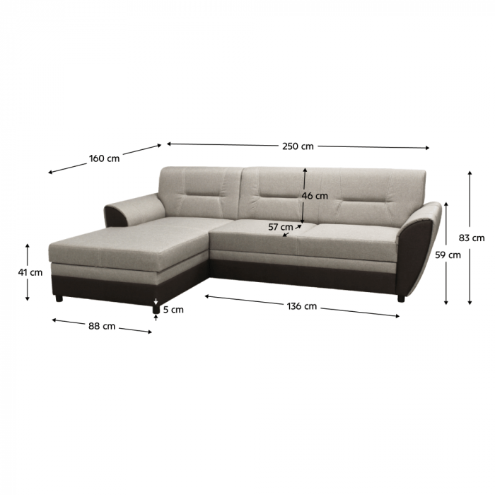 Set canapea extensibilă, maro/gri-bej taupe, stânga, SEVARD ROH [2]
