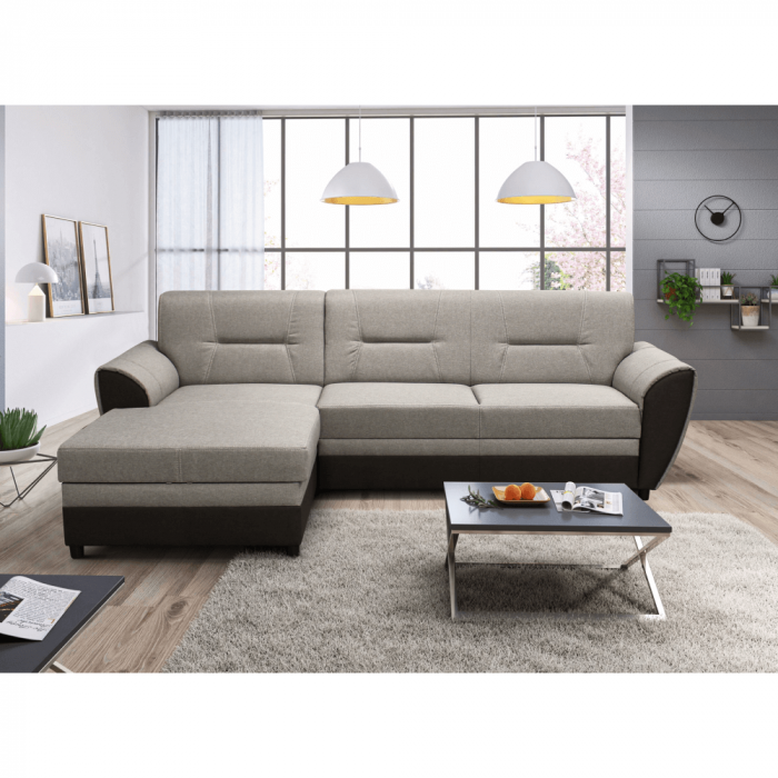Set canapea extensibilă, maro/gri-bej taupe, stânga, SEVARD ROH [5]