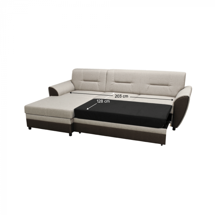 Set canapea extensibilă, maro/gri-bej taupe, stânga, SEVARD ROH [3]