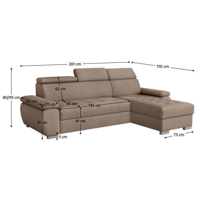 Set canapea, gri-bej Taupe, pe dreapta, SEMI ROH [4]