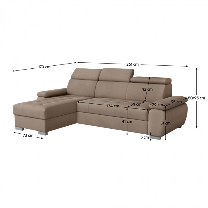 Set canapea, gri-bej Taupe, pe stânga, SEMI ROH [4]