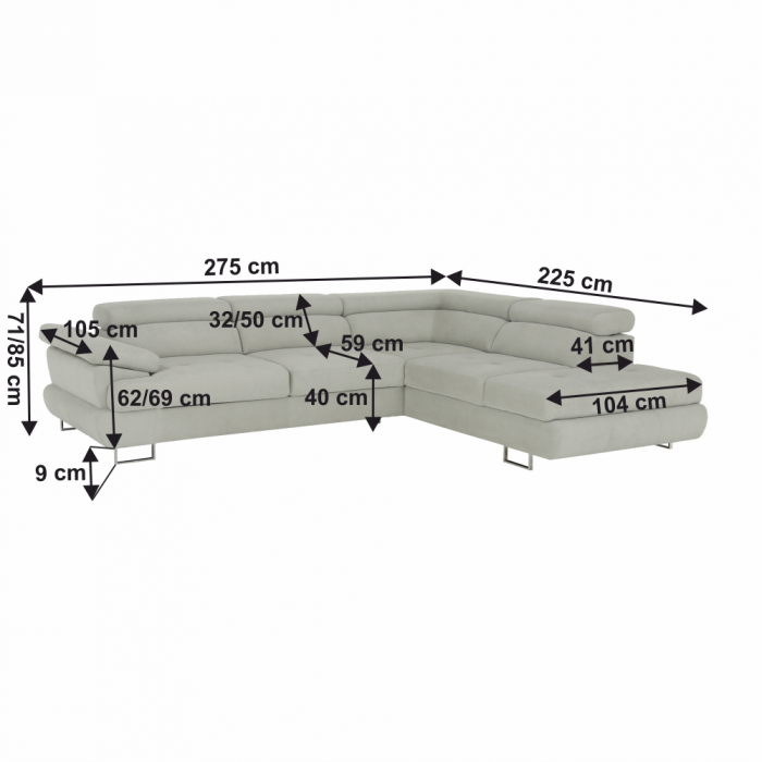Set canapea, gri deschis, material textil, dreapta, BUTON P [19]