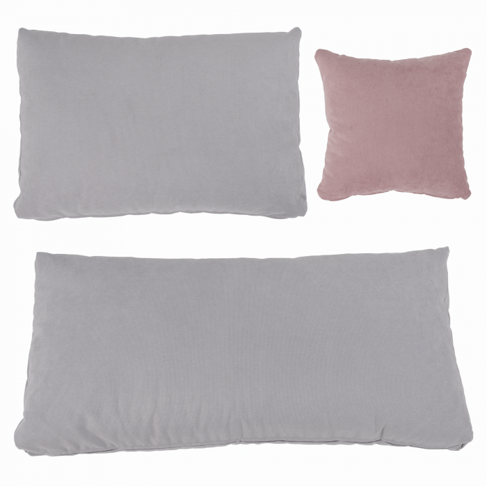 Set canapea, gri deschis / roz pudră, material textil, dreapta, BRATO [20]