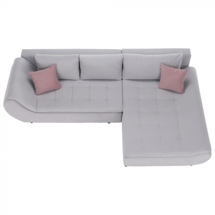 Set canapea, gri deschis / roz pudră, material textil, dreapta, BRATO [7]