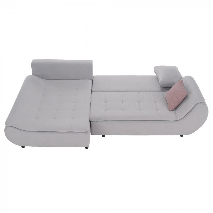 Set canapea, gri deschis / roz pudră, material textil, stânga, BRATO [15]