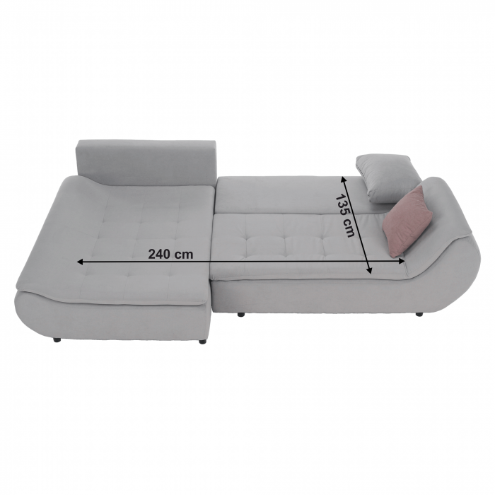 Set canapea, gri deschis / roz pudră, material textil, stânga, BRATO [13]