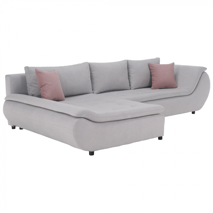 Set canapea, gri deschis / roz pudră, material textil, stânga, BRATO [16]