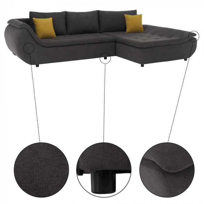 Set canapea, gri-maro / portocaliu, material textil, dreapta, BRATO [27]