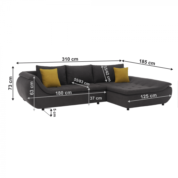 Set canapea, gri-maro / portocaliu, material textil, dreapta, BRATO [25]