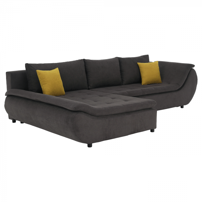 Set canapea, gri-maro / portocaliu, material textil, stânga, BRATO [3]