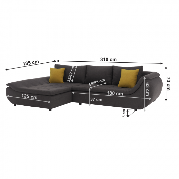 Set canapea, gri-maro / portocaliu, material textil, stânga, BRATO [25]