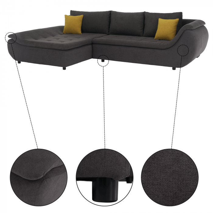 Set canapea, gri-maro / portocaliu, material textil, stânga, BRATO [27]