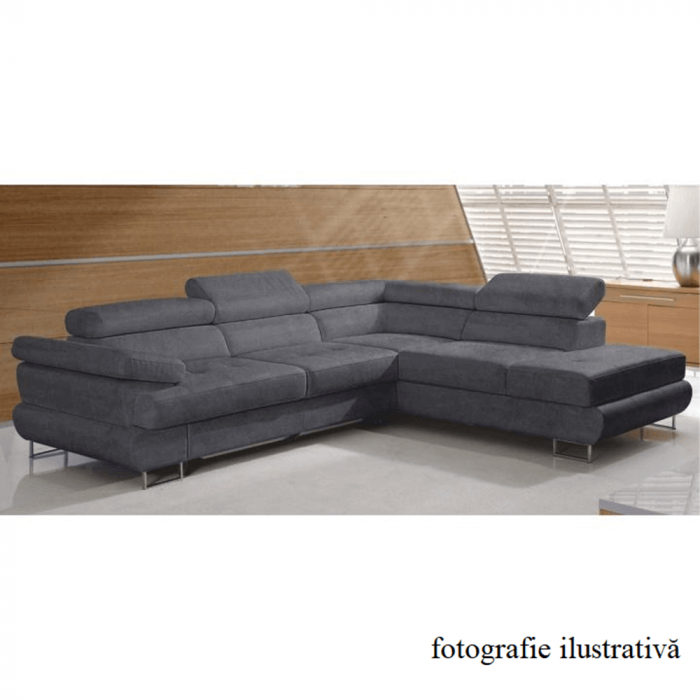Set canapea, gri, material textil, dreapta, BUTON P [3]