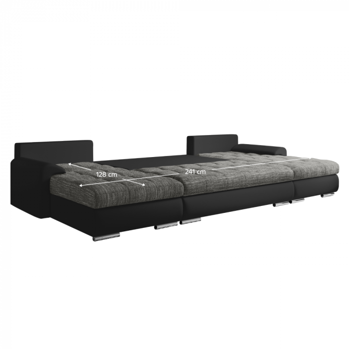Set canapea universal, piele ecologică negru/melir gri, TOLITA U UNI [7]