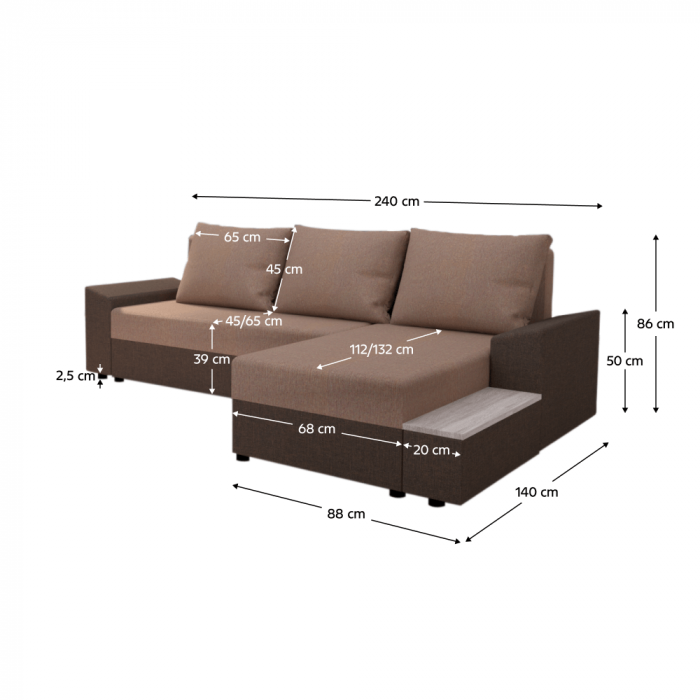 Set canapea universală, maro/maro deschis, FERGUS ROH [2]