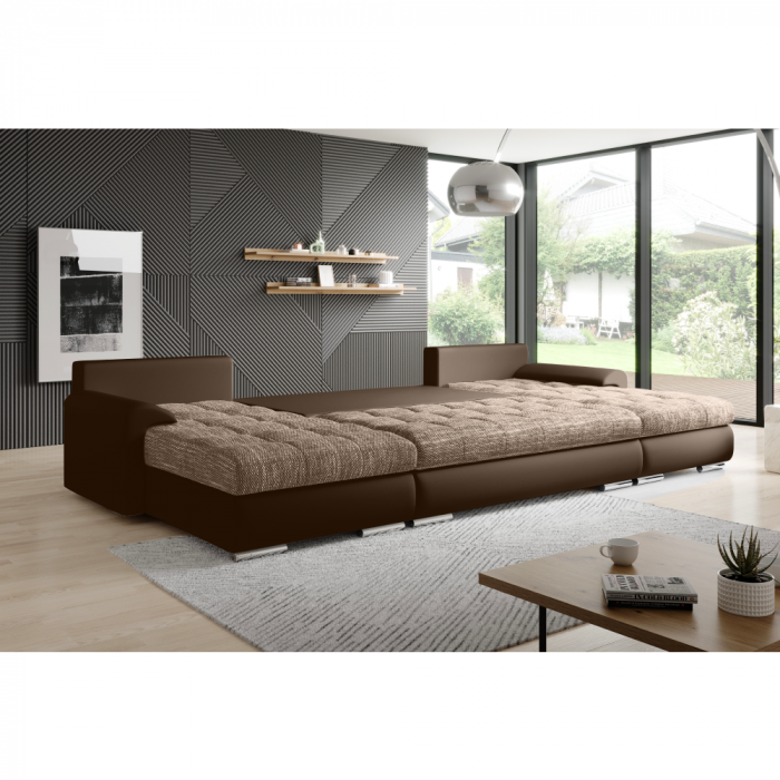 Set canapea universală, piele ecologică maro/melir maro, TOLITA U UNI [5]