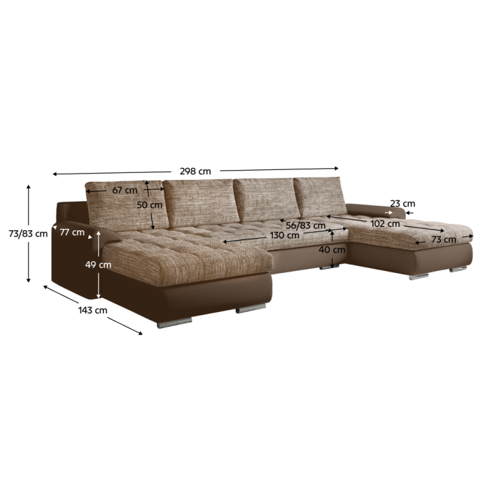 Set canapea universală, piele ecologică maro/melir maro, TOLITA U UNI [7]