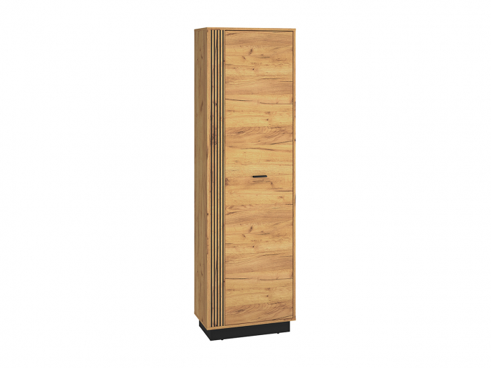 Set cuier mobilier hol, corpuri modulare, dulap cu suport umerase+pantofar+oglinda, stejar craft/negru , model riflaj -insertie negru , 120 cm lungime x 34 cm adancime x 200 inaltime dulap, [6]