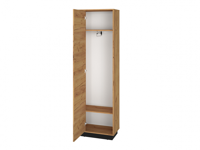 Set cuier mobilier hol, corpuri modulare, dulap cu suport umerase+pantofar+oglinda, stejar craft/negru , model riflaj -insertie negru , 120 cm lungime x 34 cm adancime x 200 inaltime dulap, [4]