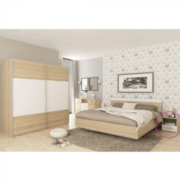 Set de 2 noptiere ,stejar sonoma cu alb , 40x42x38 cm, cu 1 sertar [3]