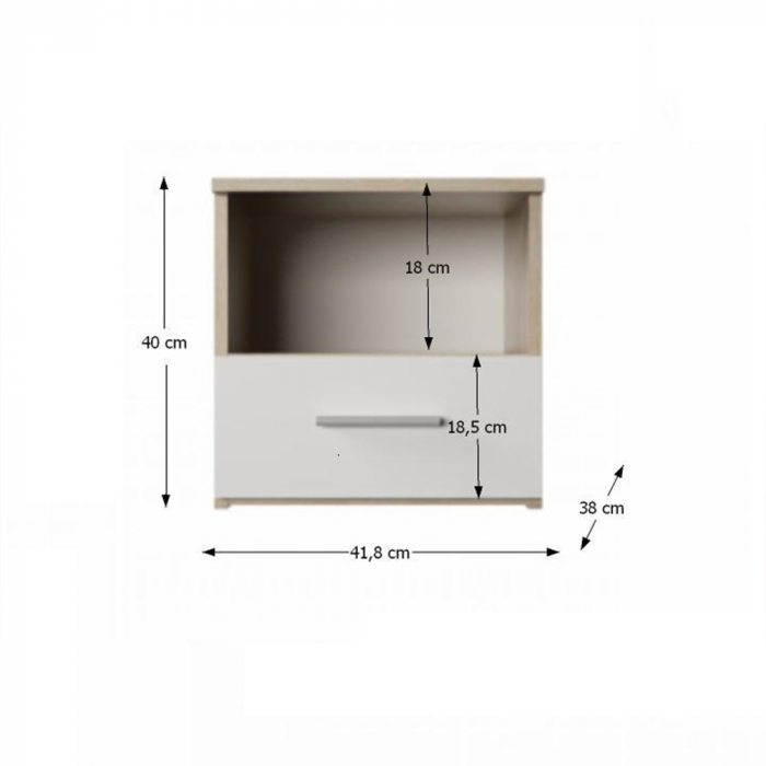 Set de 2 noptiere ,stejar sonoma cu alb , 40x42x38 cm, cu 1 sertar [2]