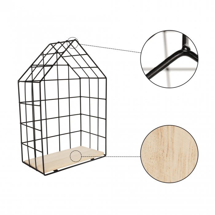 Set de 3 rafturi, natural/negru, AZURI [4]