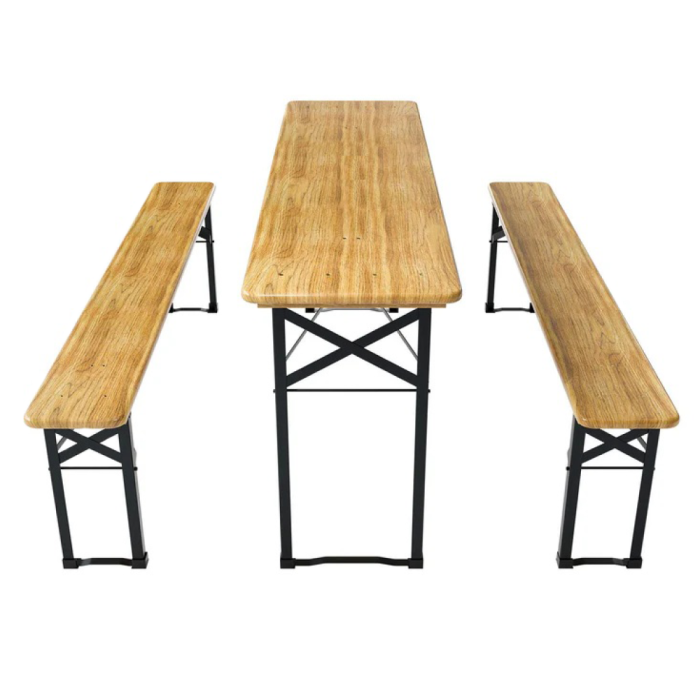 Set de bere 1+2, lemn/metal, natural/negru, LORIS [4]
