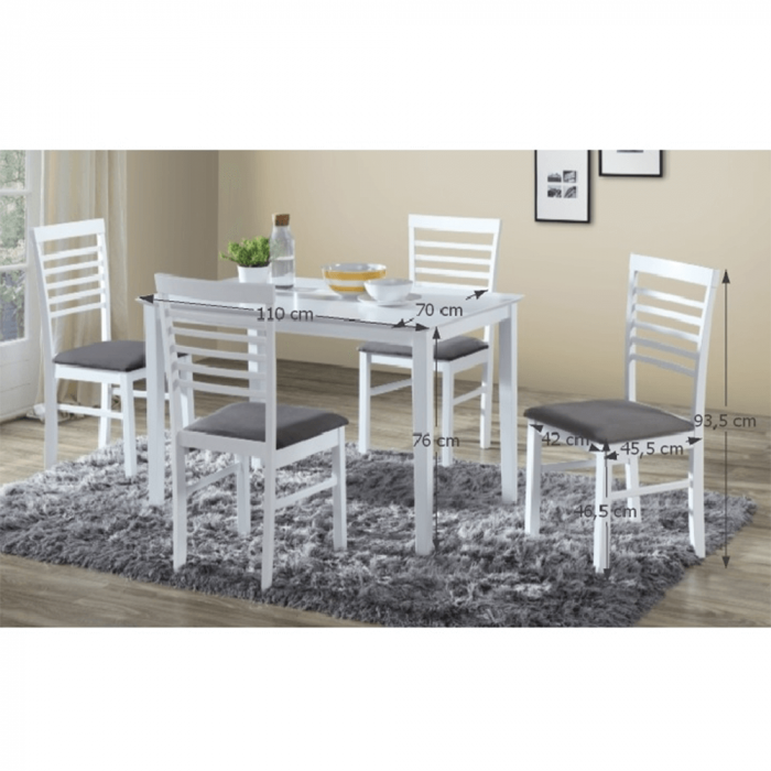 Set de bucătărie, MDF alb/textil gri, BRISBO 1+4 [2]