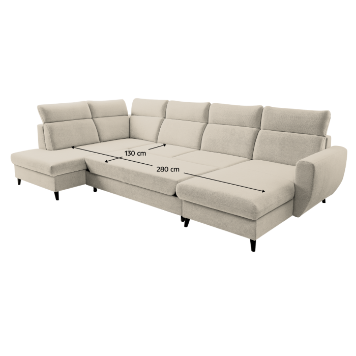Set de canapea extensibilă, bej, pe dreapta, ROTTO ROH U [4]