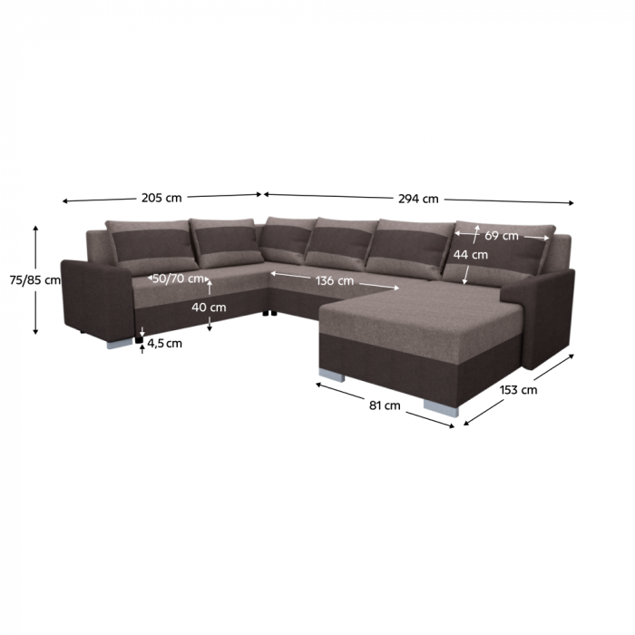 Set de canapea universal, maro închis/maro/gri Taupe, ANDRES U UNI [4]